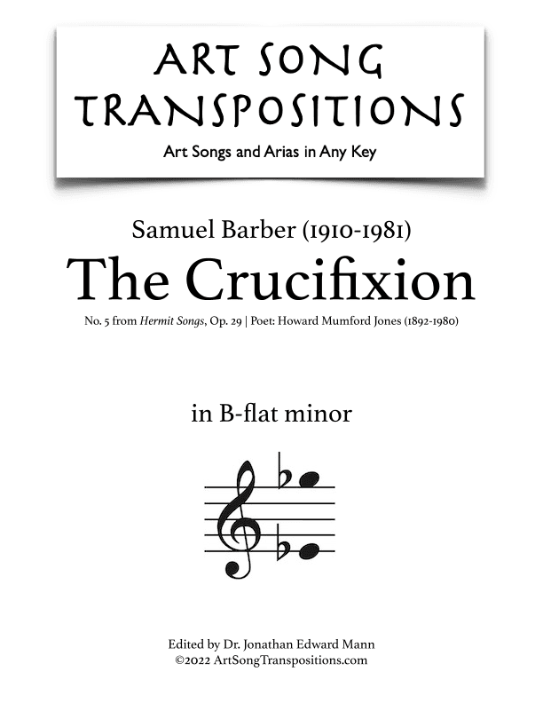 The Crucifixion, Op. 29, No. 5 (arr. ArtSongTranspositions.com)
