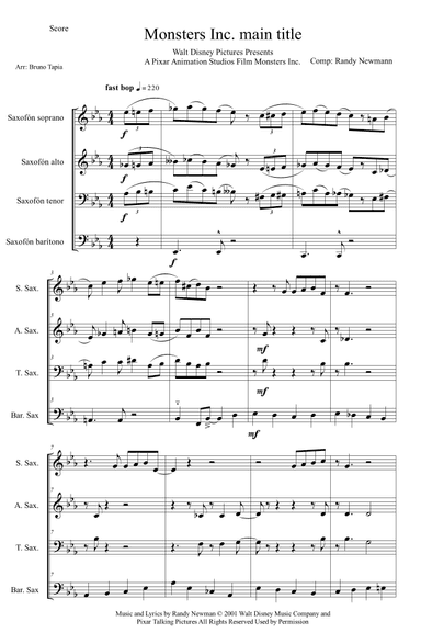 Monsters Inc. (arr. Bruno Tapia)