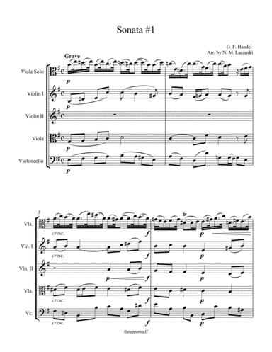 Sonata #1 Movement 1in E Minor for Viola and String Quartet (arr. Nick Lacanski)