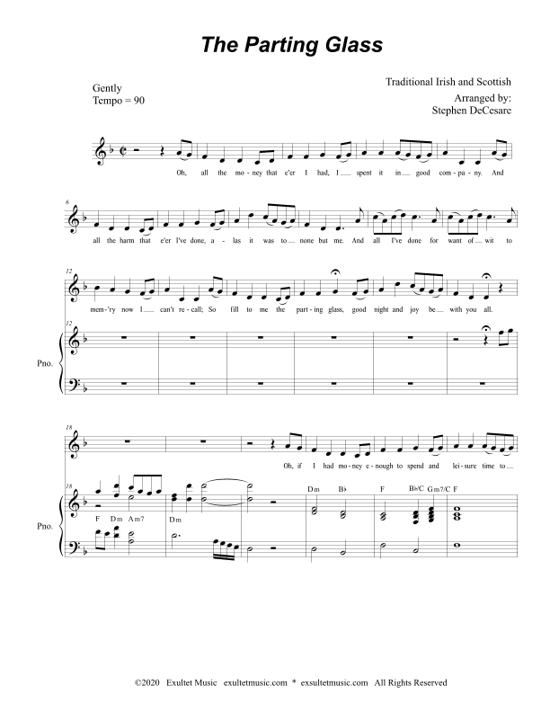 The Parting Glass (for Unison Choir) (arr. Stephen DeCesare)