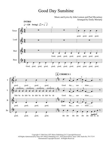 Good Day Sunshine (arr. Emily Maree Moriarty)