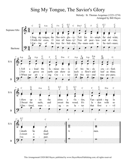 Sing My Tongue, The Savior's Glory (arr. Bill Hayes)