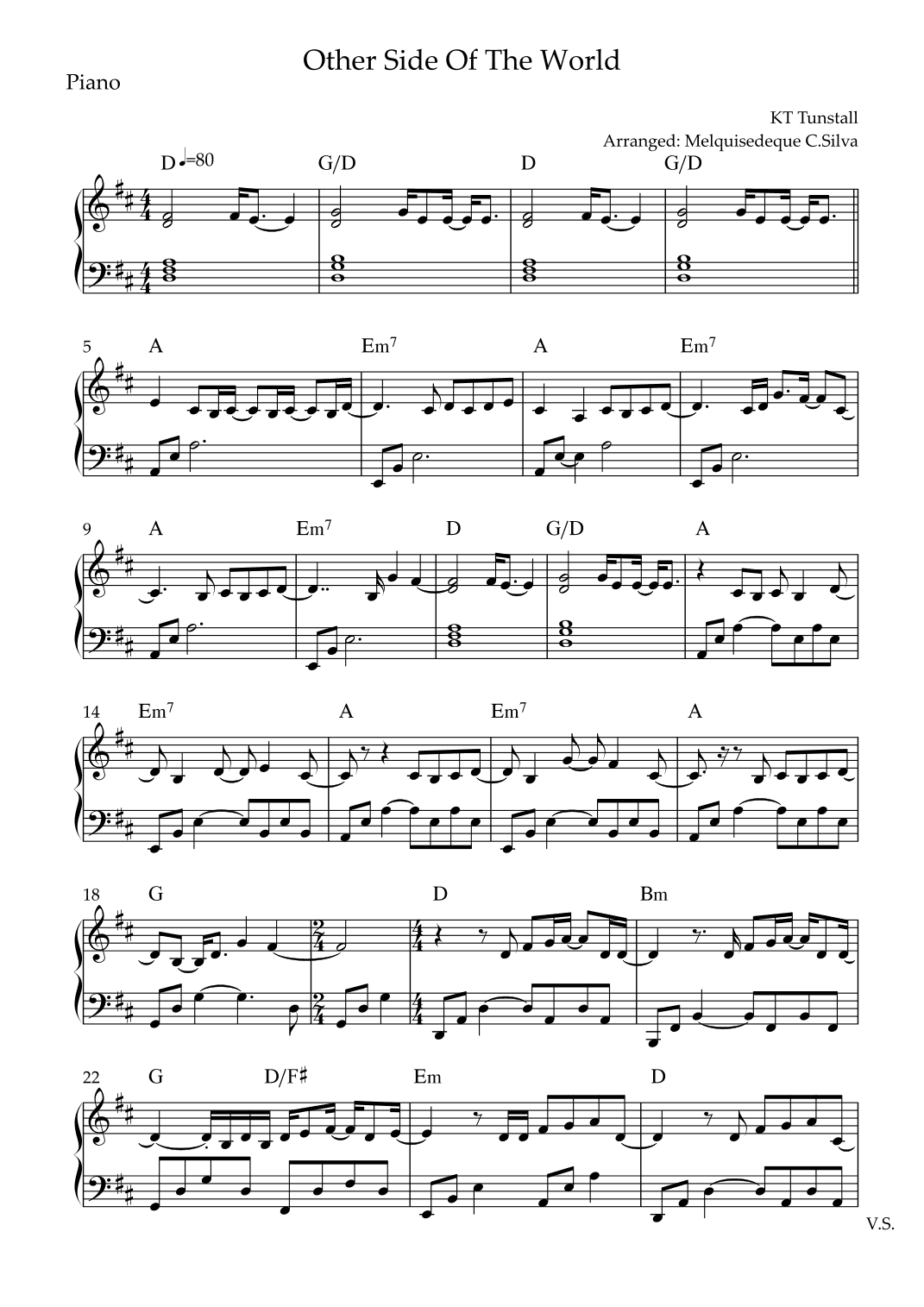Other Side Of The World (arr. Melquisedeque C.Silva)