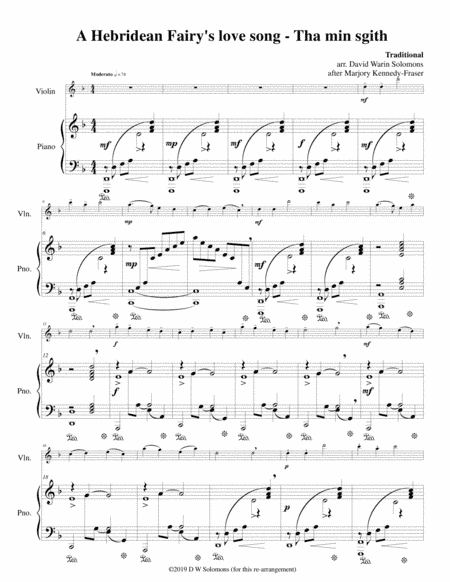 Hebridean fairy's love song (Tha Mi sgith) arranged for violin and piano (arr. Marjory Kennedy-Fraser, David Warin Solomons)