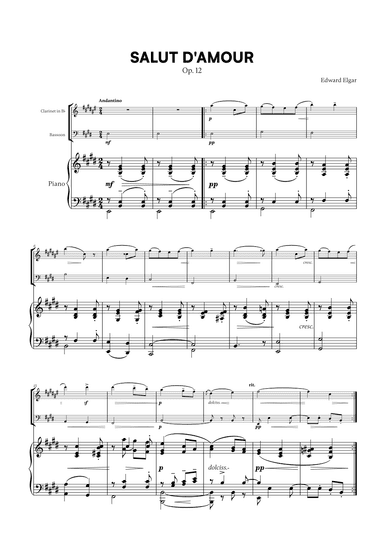 Edward Elgar - Salut d'Amour for Clarinet, Bassoon and Piano (arr. Cadenza Editions)