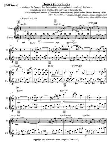 Hopes (Speran?e) - miniature for flute (violin/clarinet/oboe) and/or guitar (/piano/harp) duo/solo