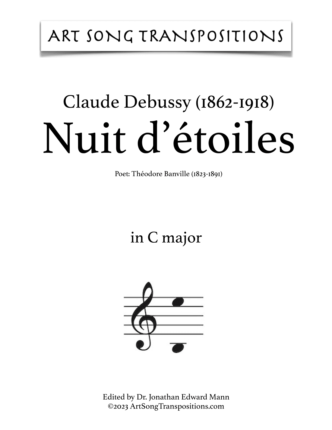 DEBUSSY: Nuit d'étoiles (transposed to C major, B major, and B-flat major) (arr. ArtSongTranspositions.com)