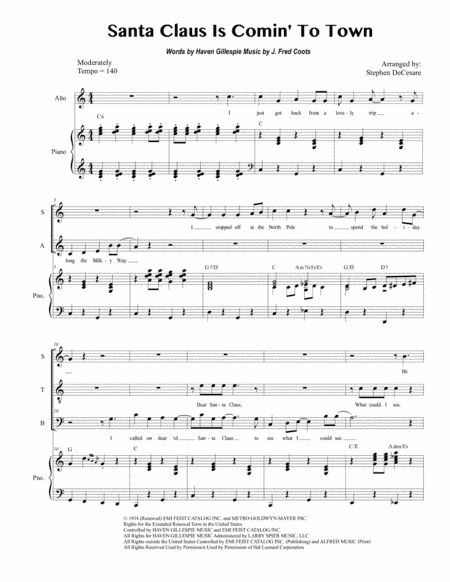 Santa Claus Is Comin' To Town (arr. Stephen DeCesare)