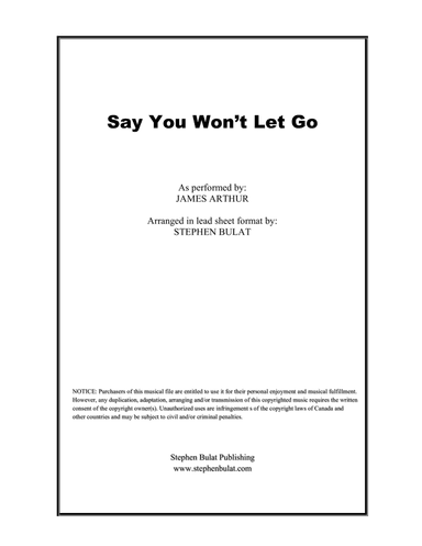 Say You Won't Let Go (arr. Stephen Bulat)