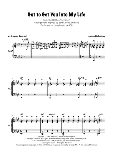 Got To Get You Into My Life (arr. Gregory Amerind)