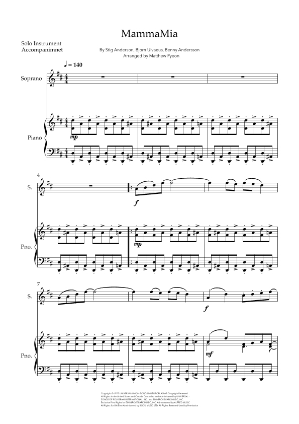 Mamma Mia (arr. Matthew pyeon)