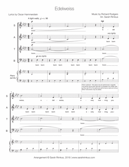 Edelweiss (arr. Sarah Rimkus)