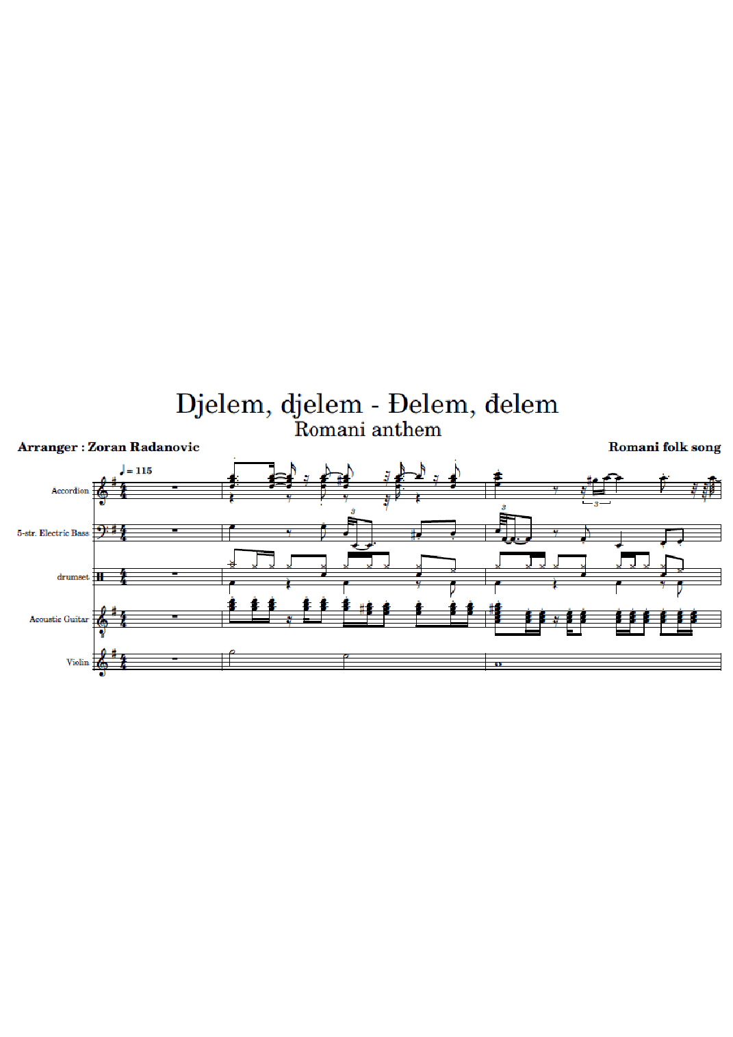 Djelem djelem  - for band - Score Only (arr. Zoran Radanovic)