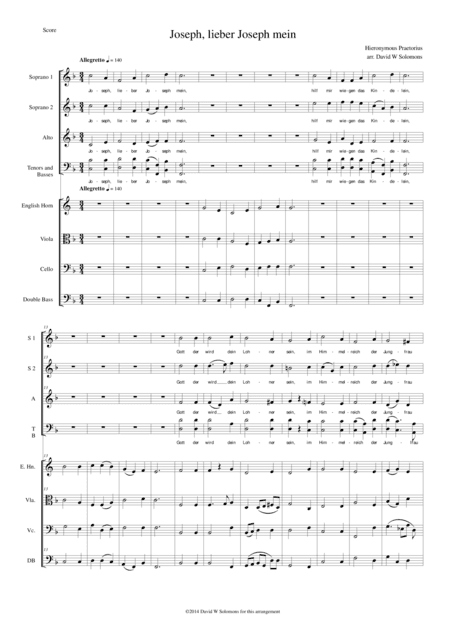 Josef, lieber Josef mein for choir and low instruments (arr. David Warin Solomons)