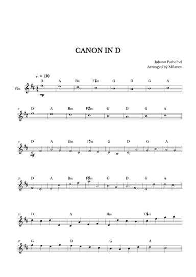 Canon in D | Pachelbel |  Violin (arr. Milanov)