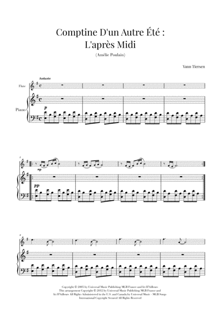 Comptine D'un Autre Été: L'après-midi (arr. Cadenza Editions)