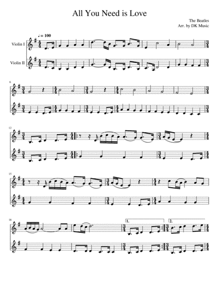 All You Need Is Love (arr. DK Music)