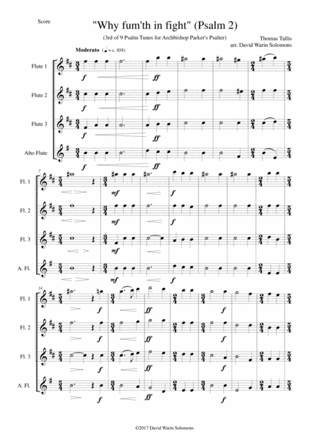 Why fum'th in fight for 3 flutes and 1 alto flute (arr. David Warin Solomons)