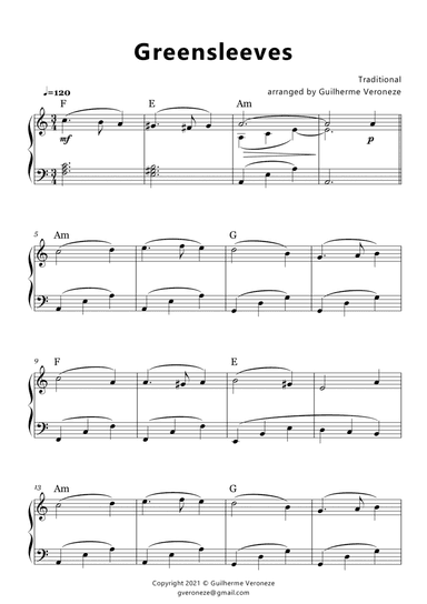 Greensleeves (Piano solo) (arr. Guilherme Veroneze)