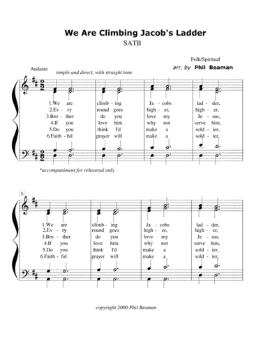 We Are Climbing Jacob's Ladder - SATB (arr. Phil Beaman)
