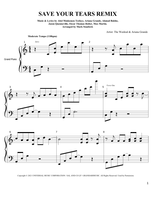 Save Your Tears (remix) (arr. Mark Stanford)