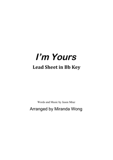I'm Yours (arr. Miranda Wong)
