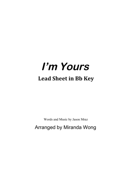 I'm Yours (arr. Miranda Wong)