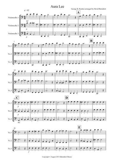 Aura Lee for Cello Trio (arr. David Burndrett)