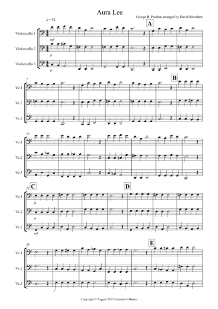 Aura Lee for Cello Trio (arr. David Burndrett)