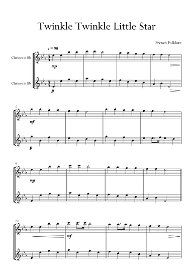 Twinkle Twinkle Little Star in Db Major for Clarinet Duo. Easy version. (arr. Matheus Araújo)