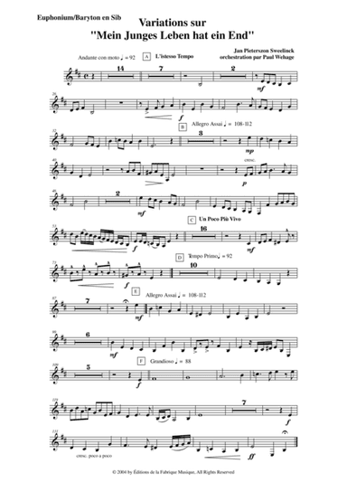 Jan Pieterszoon Sweelinck/Paul Wehage  - Variations on Mein Juges Leben hat ein ende- arranged for (arr. Musik Fabrik Music Publishing)