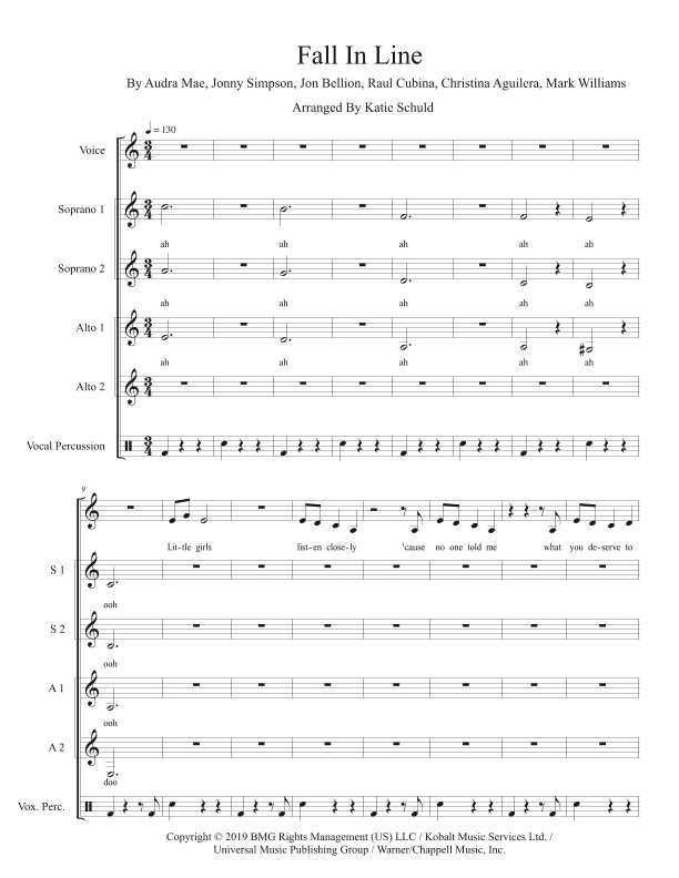Fall In Line (arr. Katie Schuld)