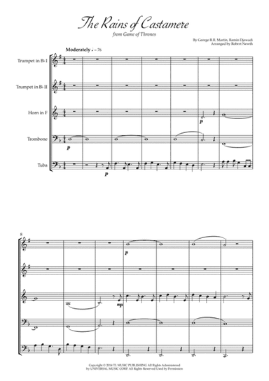 The Rains Of Castamere (arr. Robert Newth)