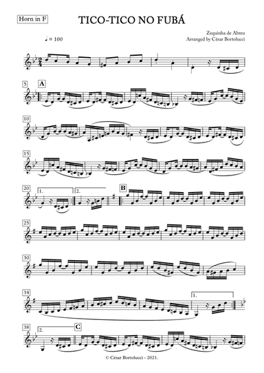 Tico-tico no Fubá - Horn Solo (arr. ACT Bortolucci)