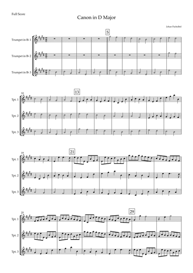 Canon in D Major (Johann Pachelbel) for Trumpet in Bb Trio (arr. Fabio Britto)