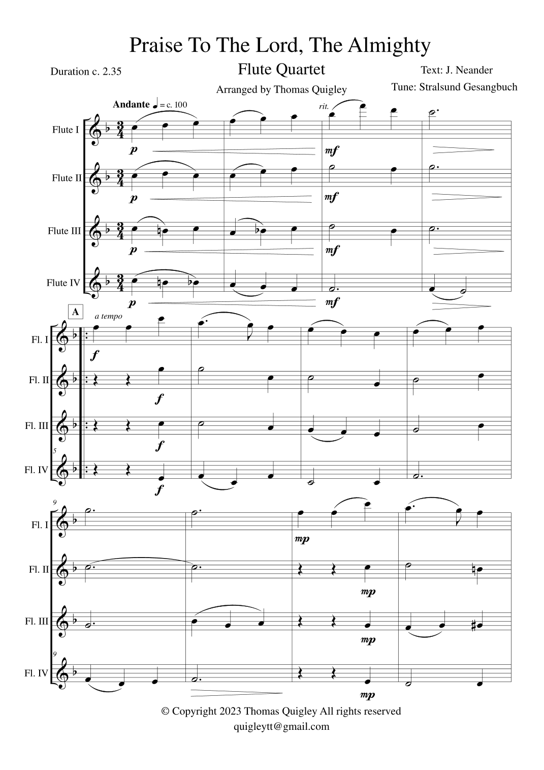 Praise to the Lord, the Almighty (arr. Thomas Quigley)