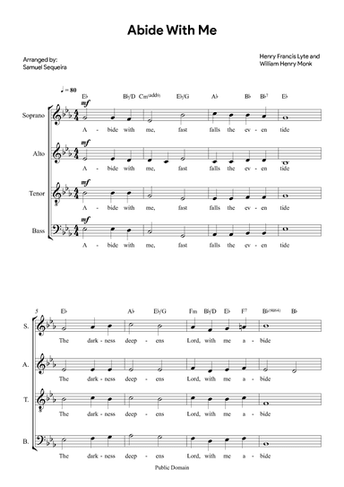 Abide with me - for SATB choir with chords (arr. Samuel Sequeira)