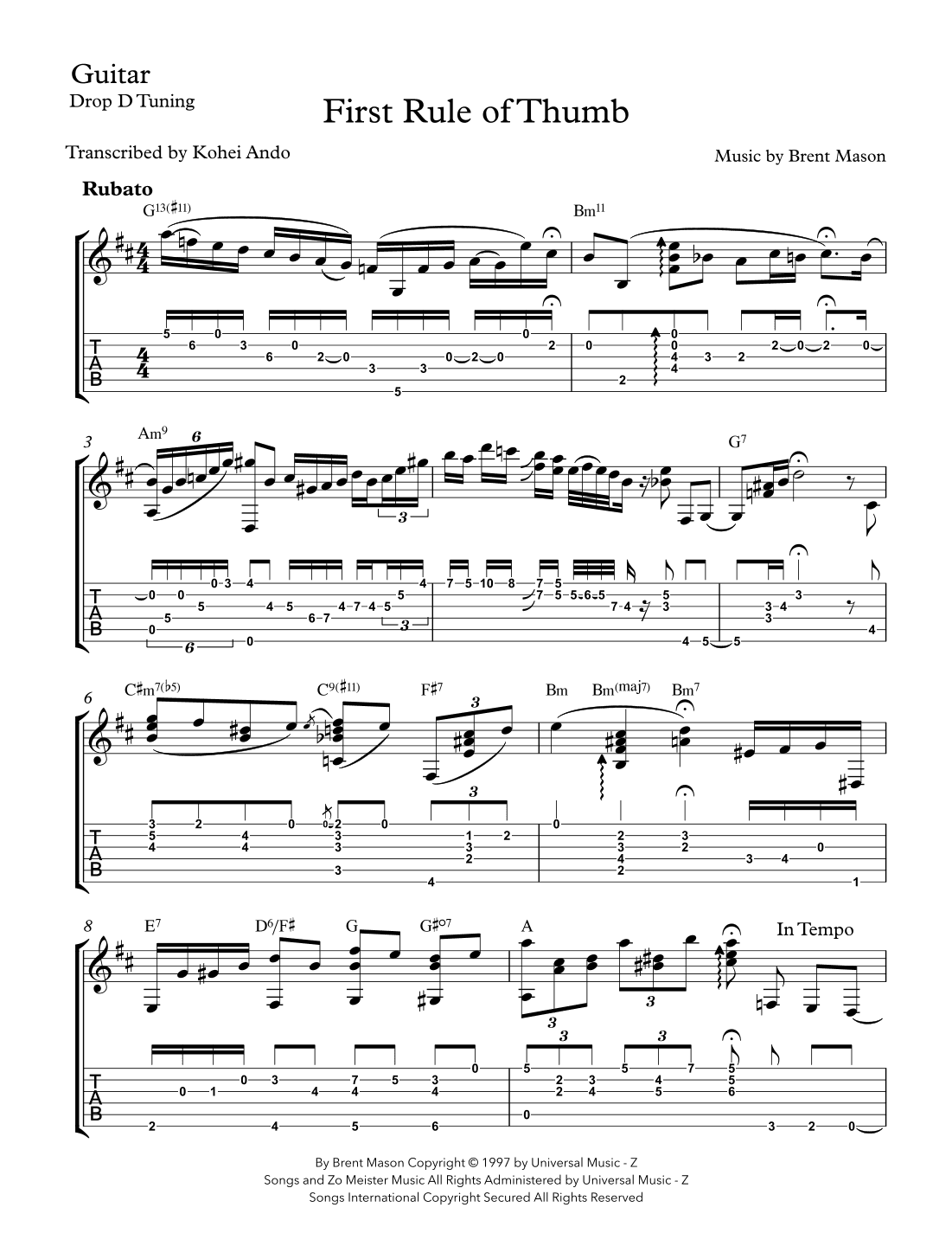 First Rule Of Thumb (arr. Kohei Ando)