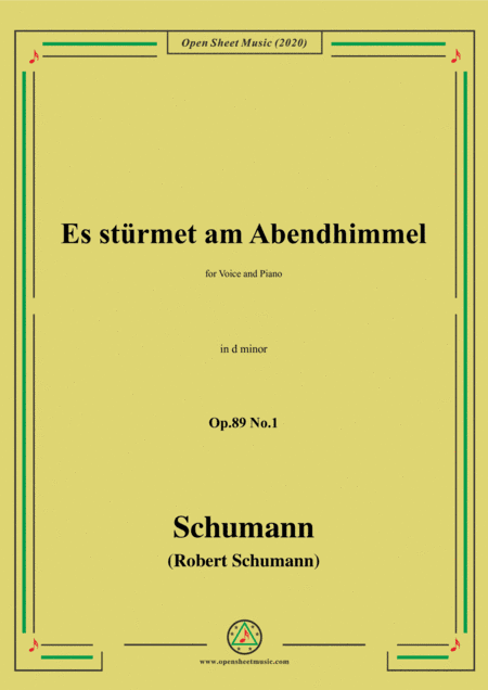 Schumann-Es stürmet am Abendhimmel,Op.89 No.1,in d minor (arr. MSM)