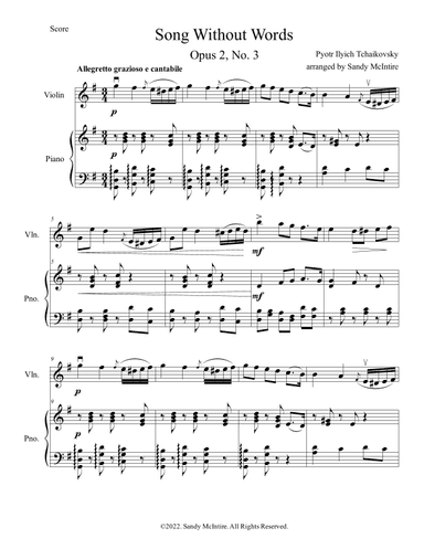 Song Without Words (arr. Sandy McIntire)