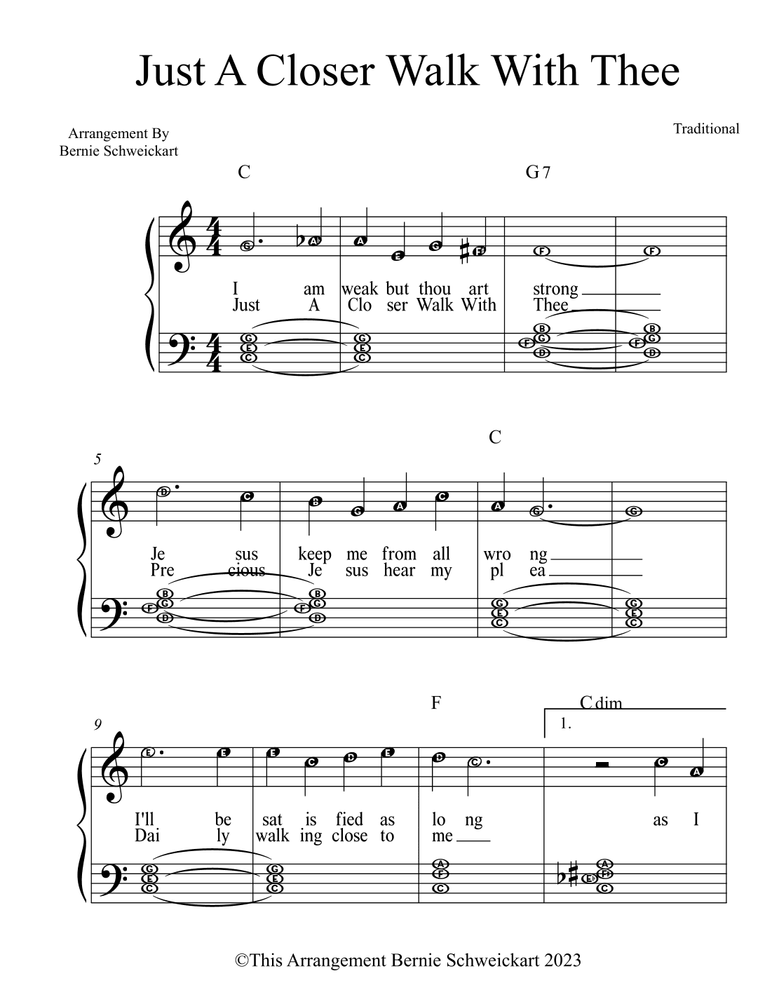 Just A Closer Walk With Thee (BIG NOTE  VERSION) (arr. Bernie Schweickart)