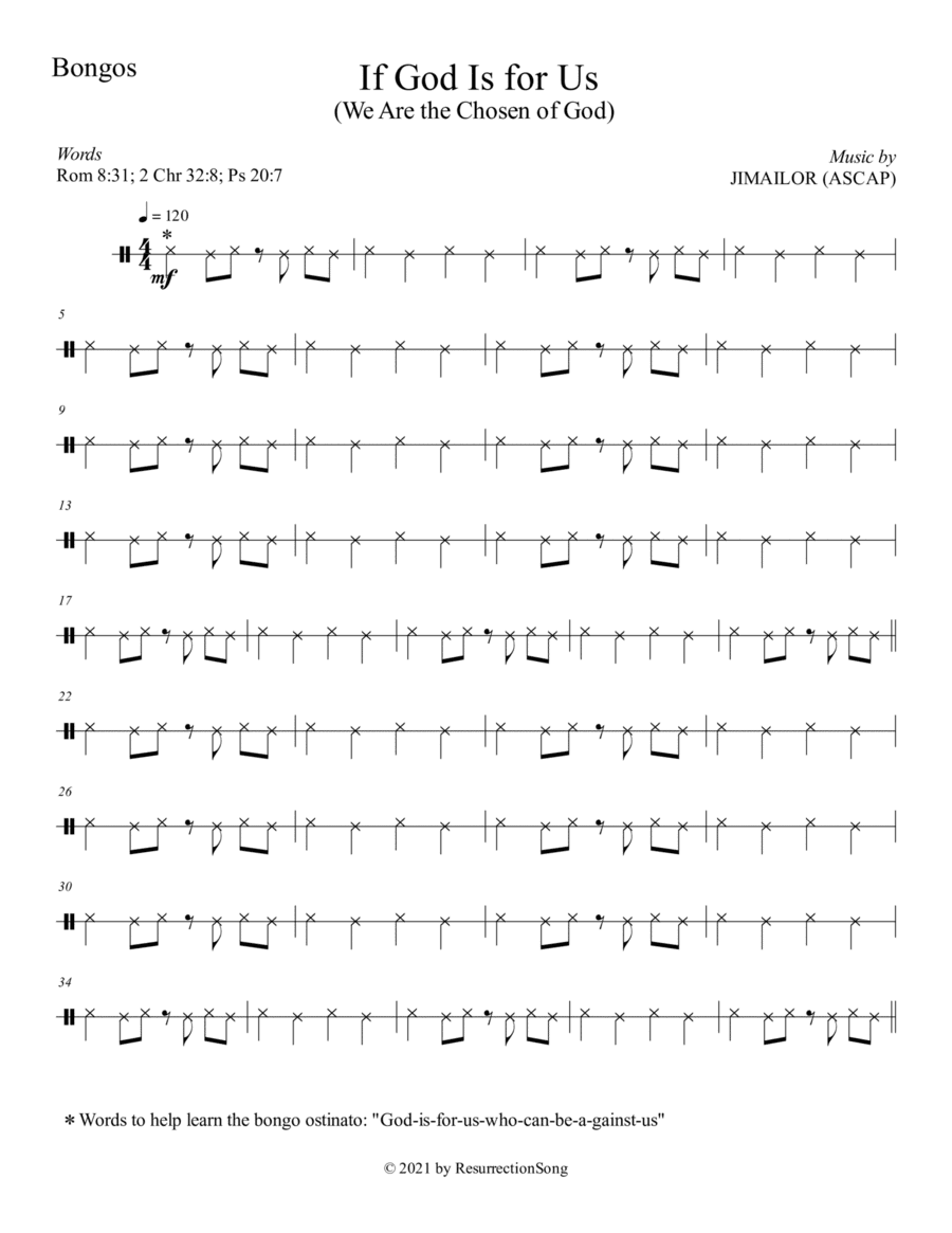 If God Is for Us - INSTRUMENTAL PARTS (Unison, opt. Two-part, Bongos, Triangle, Bell Tree)
