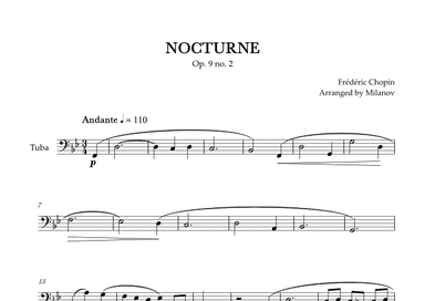 Chopin Nocturne op. 9 no. 2 | Tuba | B-flat Major | Easy beginner (arr. Milanov)