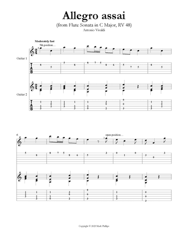 Allegro assai (from Flute Sonata in C Major, RV 48) (arr. Mark Phillips)