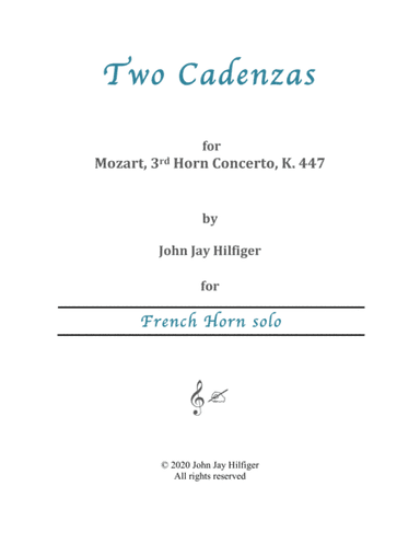 Two Cadenzas for Mozart Horn Concerto No. 3