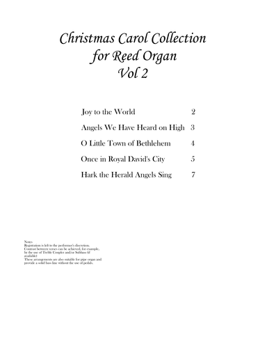 Christmas Carol Collection for Reed Organ Vol 2 (arr. Graeme C Fuller)