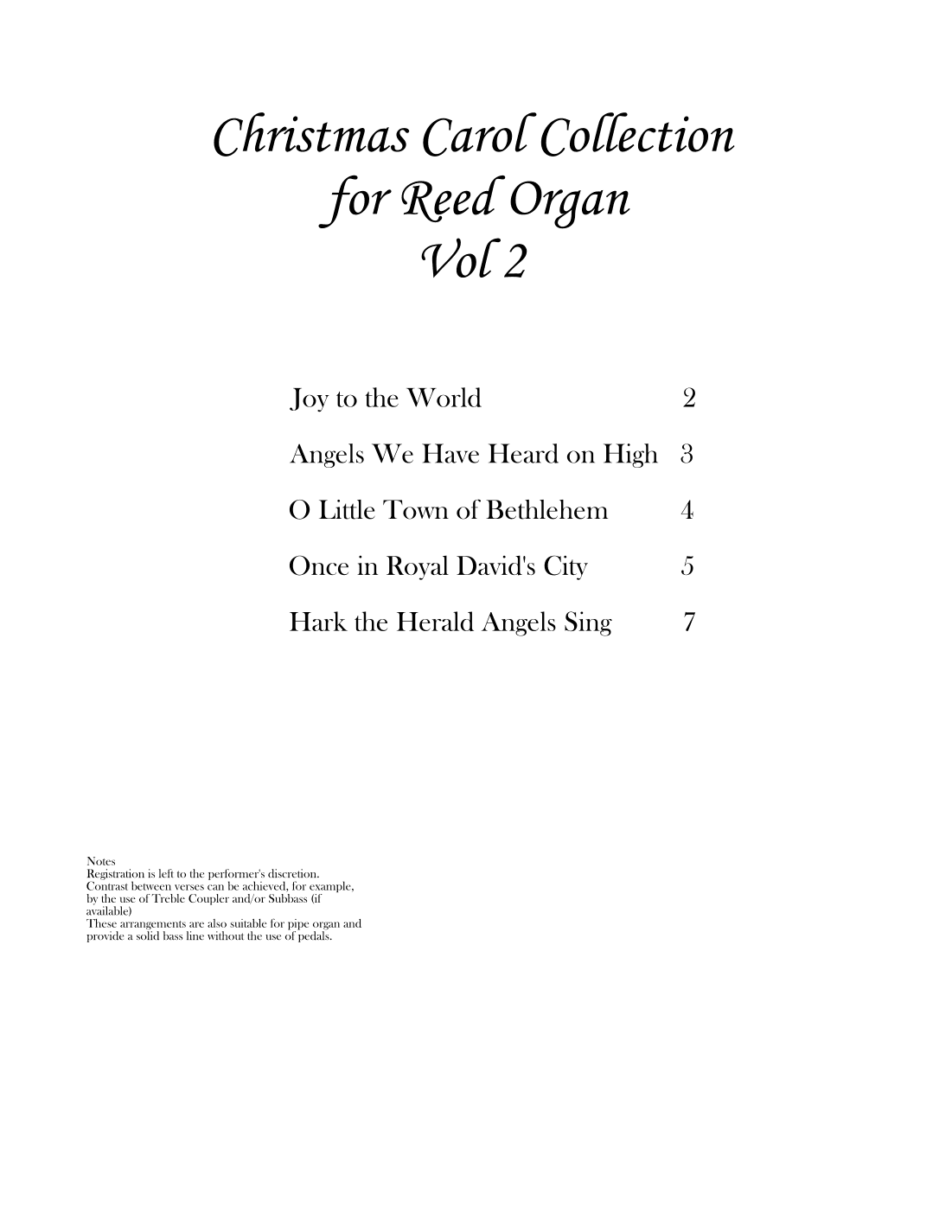 Christmas Carol Collection for Reed Organ Vol 2 (arr. Graeme C Fuller)