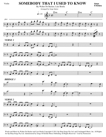 Somebody That I Used To Know (arr. Jorge Juárez)