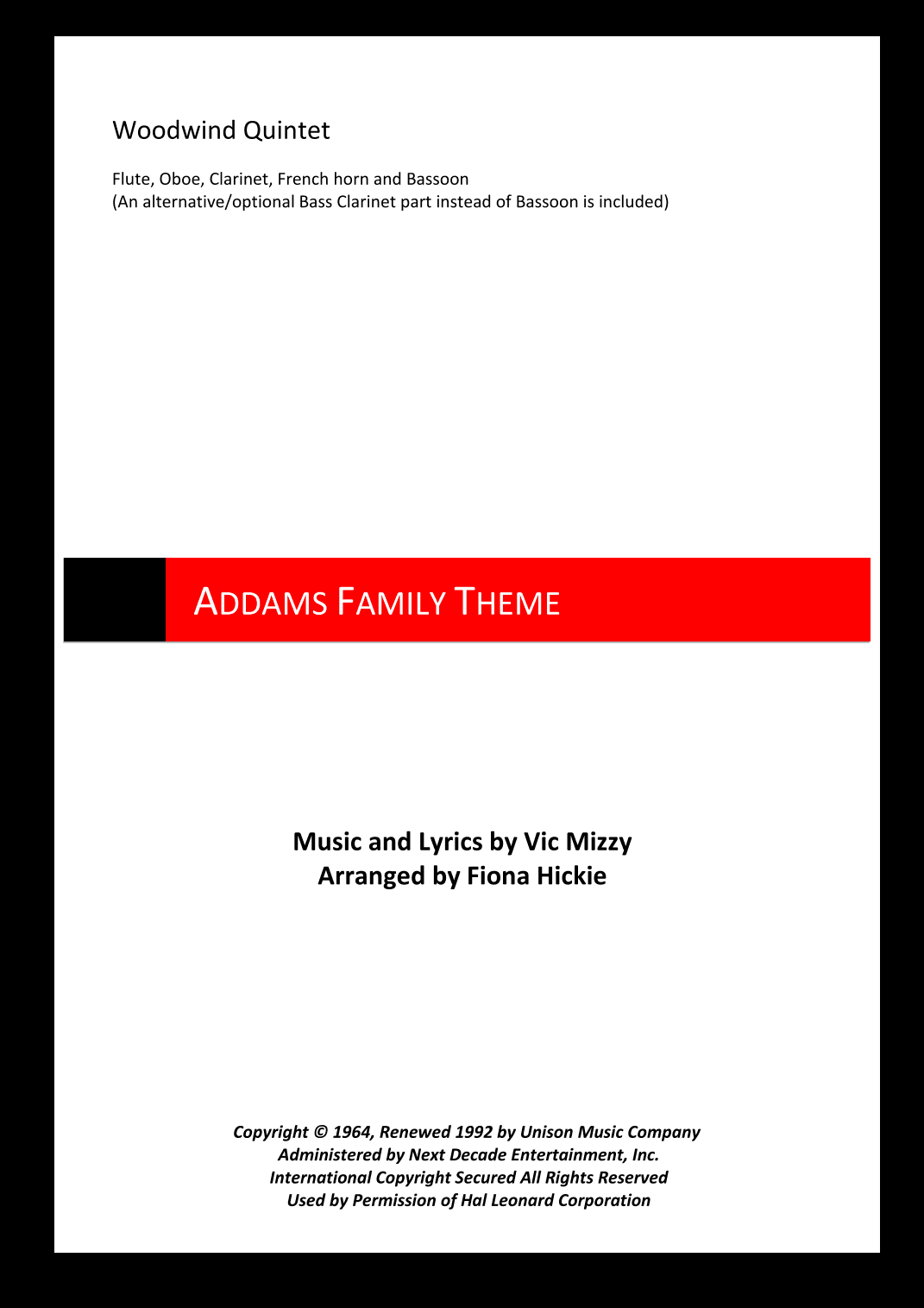 The Addams Family Theme (arr. Fiona Alice Hickie)