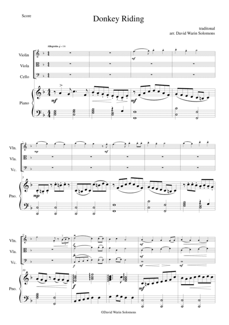Donkey Riding for string trio and piano (arr. David Warin Solomons)